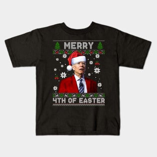 Merry 4th Of Easter Funny Joe Biden Christmas Ugly Sweater Kids T-Shirt